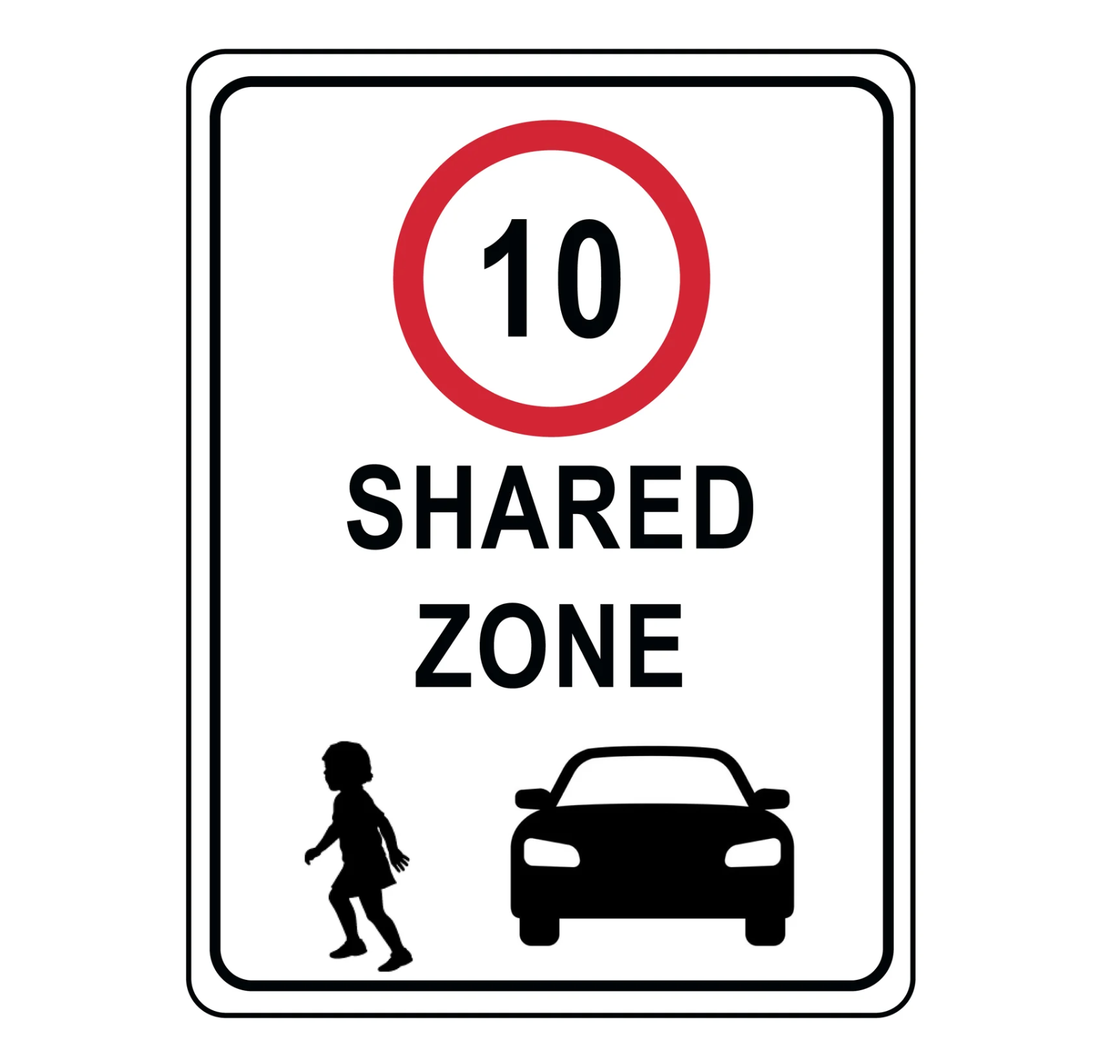 10km Shared Zone Sign 450Hx750Wmm